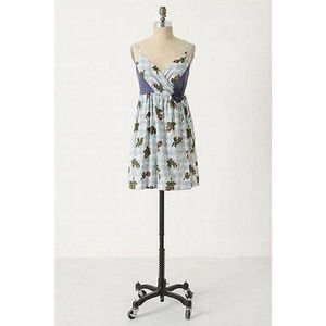 Anthropologie Eloise Rosebud Wrap Chemise Dress Sz Medium Floral Blue White Pink